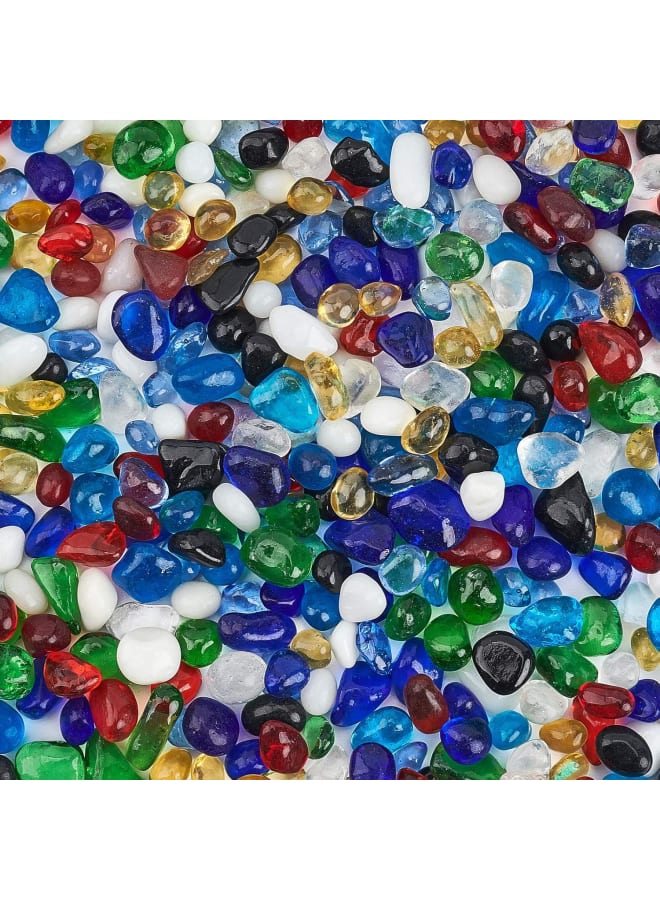 Rainbow Glass Undrilled Pebbles Crushed Nuggets for Succulents Bedding, Vase Filler, Fish Tank Decoration (600g)  - Image 4
