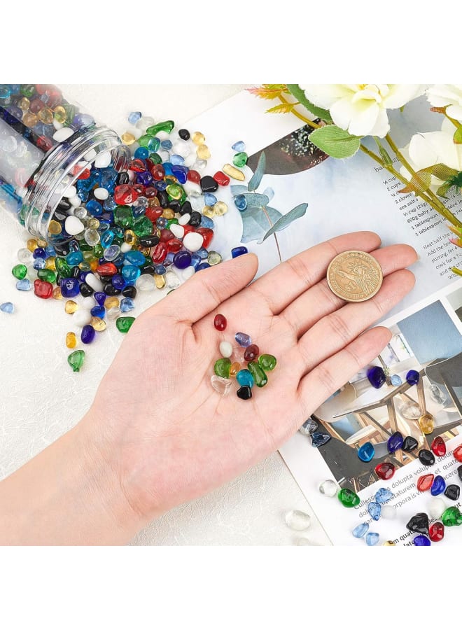 Rainbow Glass Undrilled Pebbles Crushed Nuggets for Succulents Bedding, Vase Filler, Fish Tank Decoration (600g)  - Image 3