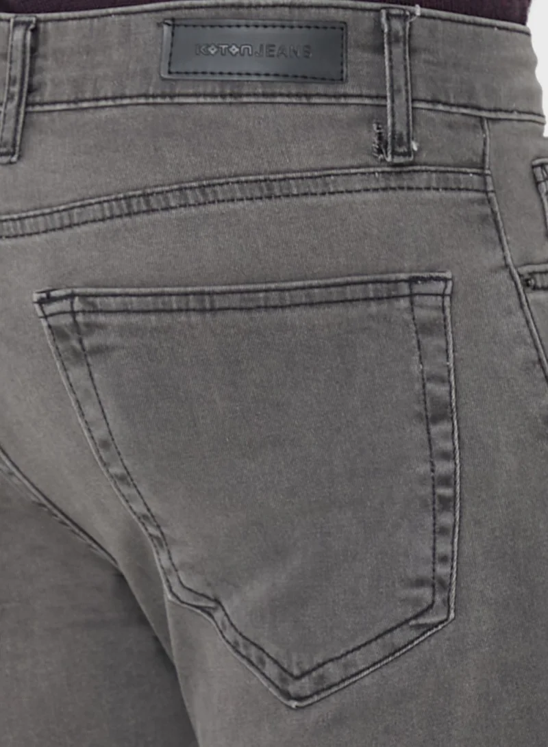 KOTON Front Zip Closure Mid Rise Jeans