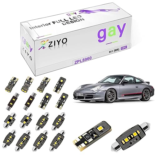 ZIYOLIGHT ZIYO ZPL8960 - (12 Bulbs) LED Interior Light Kit Replacement for Porsche 911 996 / Carrera/Turbo/Targa 1997-2005 + License Plate Light Bulbs Package, Xenon White Dome Lights Error Free - Image 1
