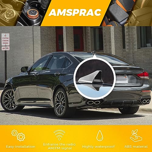 AMSPRAC Shark Fin Antenna Cover,Car Roof Antenna Caps fit for Kia Optima 2014-2020,for Hyundai Sonata 2015-2019(NOT Sport),for Genesis Sedan G80 2015-2017,for Elantra Sedan 2011-2016,Silver - Image 4