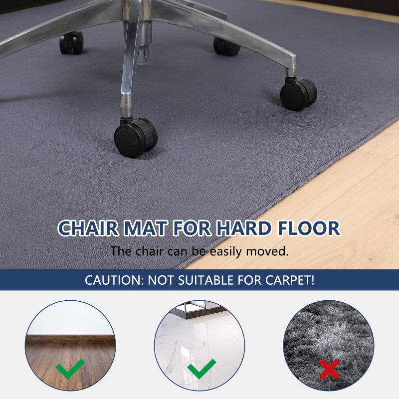 QQpony Chair Mat for Hard Floors, 63"x51" Large Chair Mat for Hardwood Floors, Fabric Desk Rug for Hard Surface, Area Rug for Living Romm, Non-Slip Protector Floor Mat for Home Office (Dark Grey) - Image 4