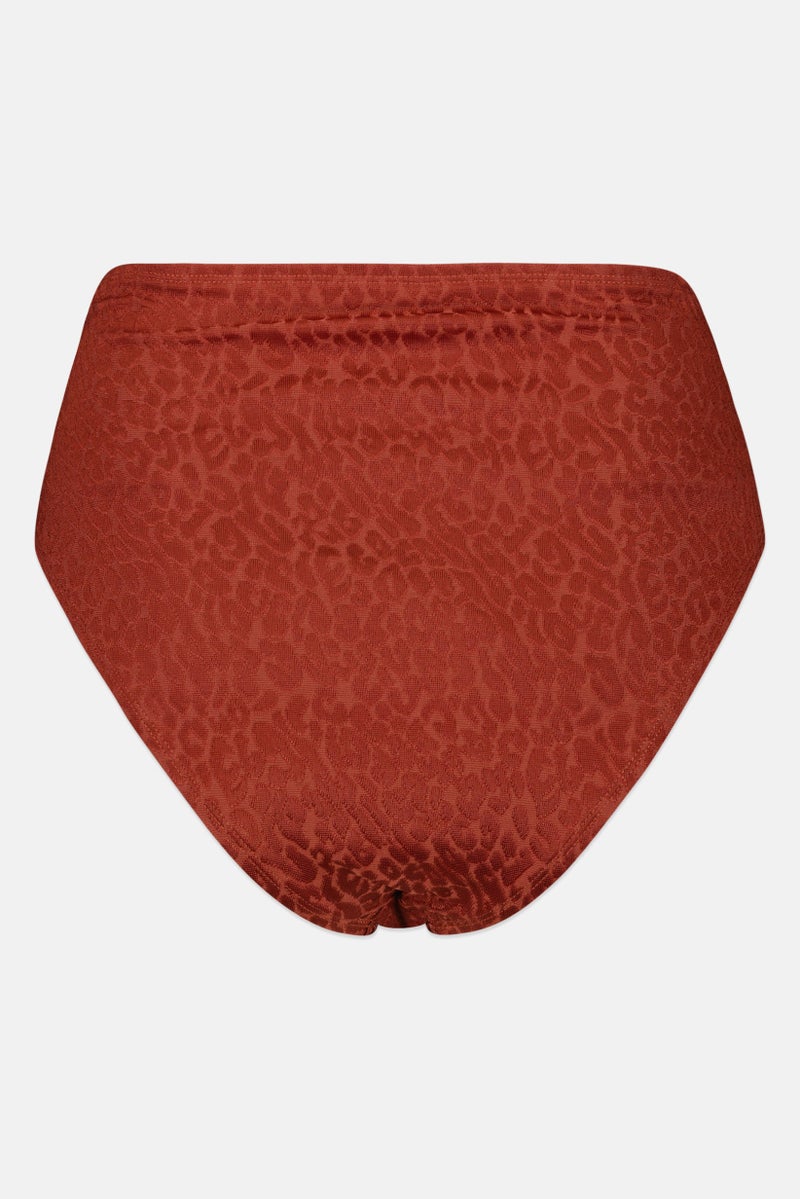 BCBGMAXAZRIA Women Textured High Waist Bikini Bottom, Maroon - Image 2