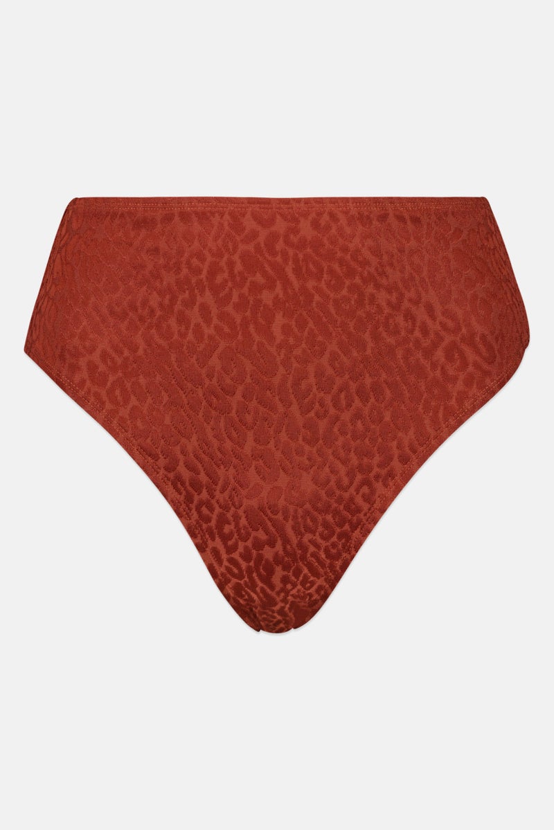 BCBGMAXAZRIA Women Textured High Waist Bikini Bottom, Maroon - Image 1