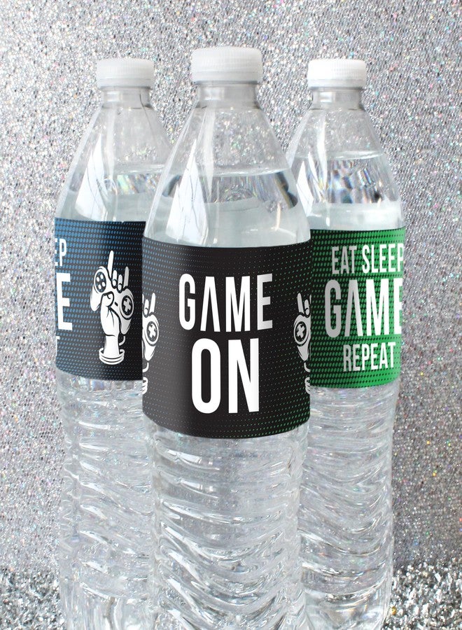 DISTINCTIVS Gamer Birthday Party Favors - Video Game Water Bottle Labels - 20 Waterproof Stickers for Gaming Birthday Party Decorations and Supplies - Image 2
