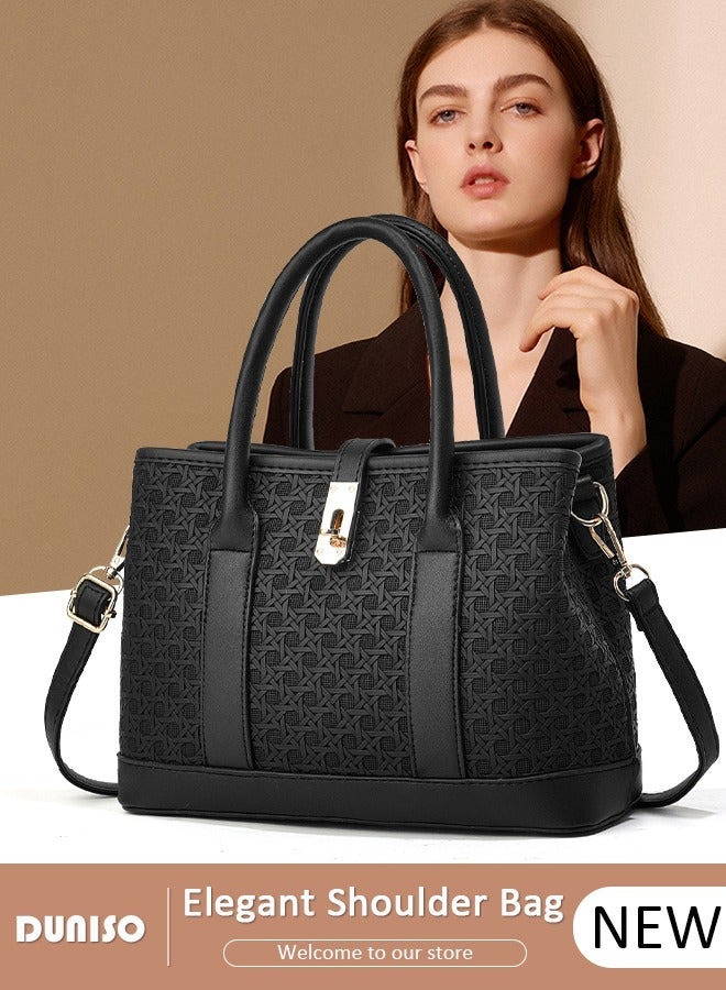 DUNISO Women's Handbag with Removable Shoulder Strap, Soft PU Leather Elegant Tote Bag, Large Capacity Tote Shoulder Bag, Fashion Ladies Satchel Bag for Office Travel Daily - Image 1