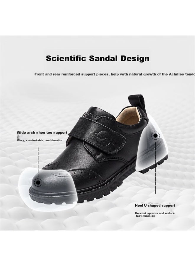 YEARCON Yierkang Boys' Leather Shoes Black Head Layer Cowhide Student Leather Shoes Boys' Performance Shoes Black Size 32 - Image 4