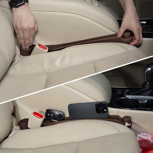 Givifive Car Seat Gap Filler Set of 2, 3IN1 Seat Side Gap Filler Plug with Storage Slot & Hook Function, Soft Foam Universal Fit Car SUV Truck Fill Gap Between Seats Console Organizer（Espresso Brown） - Image 1