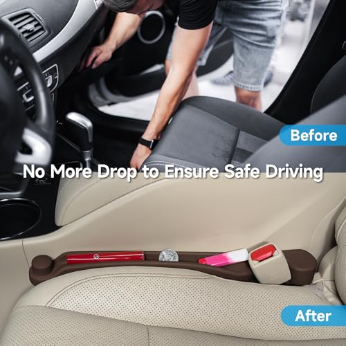 Givifive Car Seat Gap Filler Set of 2, 3IN1 Seat Side Gap Filler Plug with Storage Slot & Hook Function, Soft Foam Universal Fit Car SUV Truck Fill Gap Between Seats Console Organizer（Espresso Brown） - Image 2