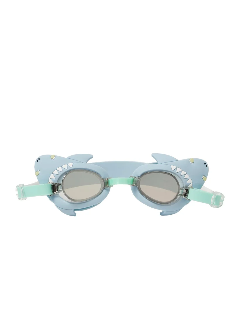 SUNNY LIFE Salty the Shark Mini Swim Goggles Aqua | Kids Swimming Goggles | Anti-Fog Pool Goggles for Children | Adjustable No-Leak Swim Goggles | Fun Shark-Themed Eye Protection for Kids
