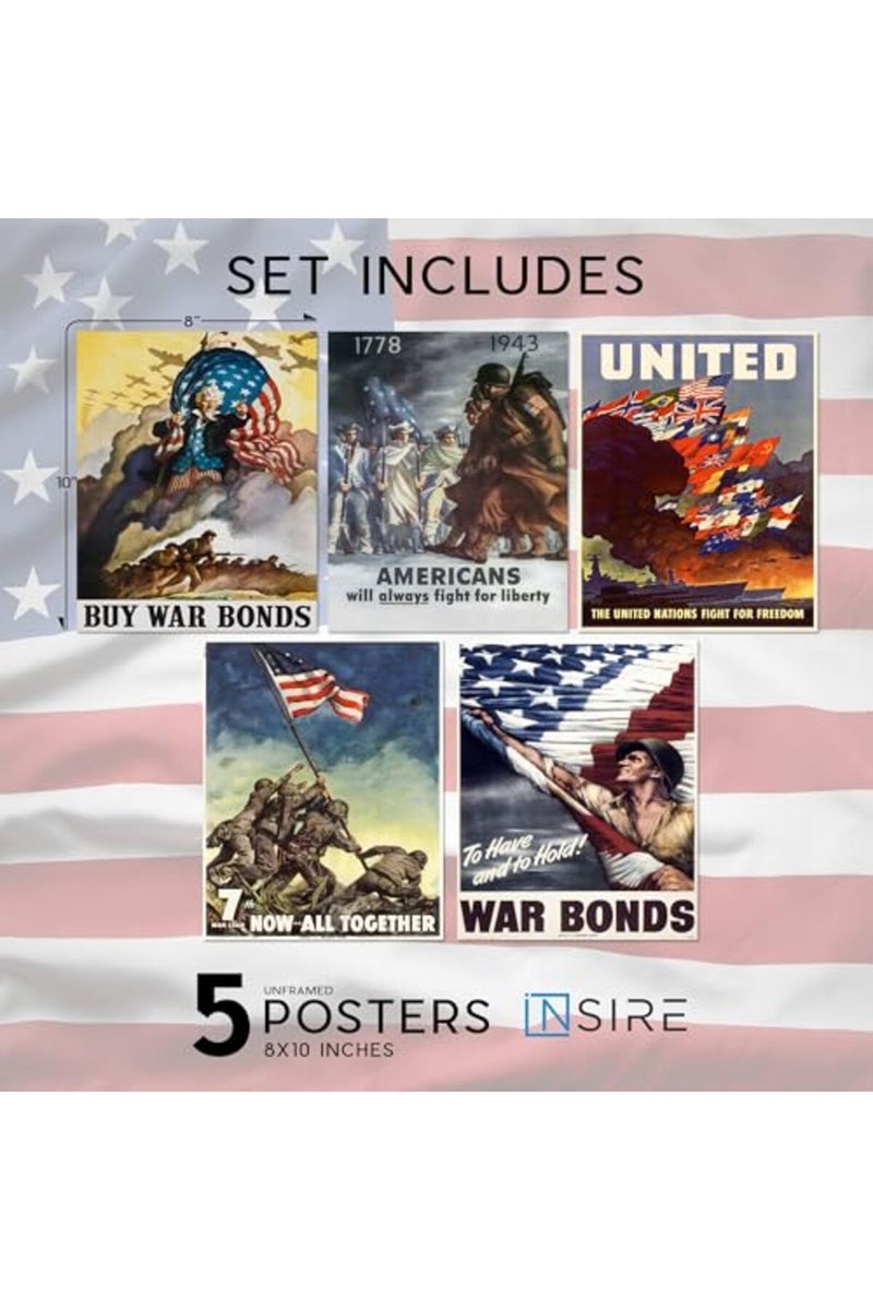Insire WW2 Poster, WW2 Propaganda Poster | WWII Poster, Vintage Propaganda Poster | Poster WW2 Set | WW2 Propaganda Posters , Set of 5 WW2 Decor UNFRAMED, (8x10") Set 4 - Image 3