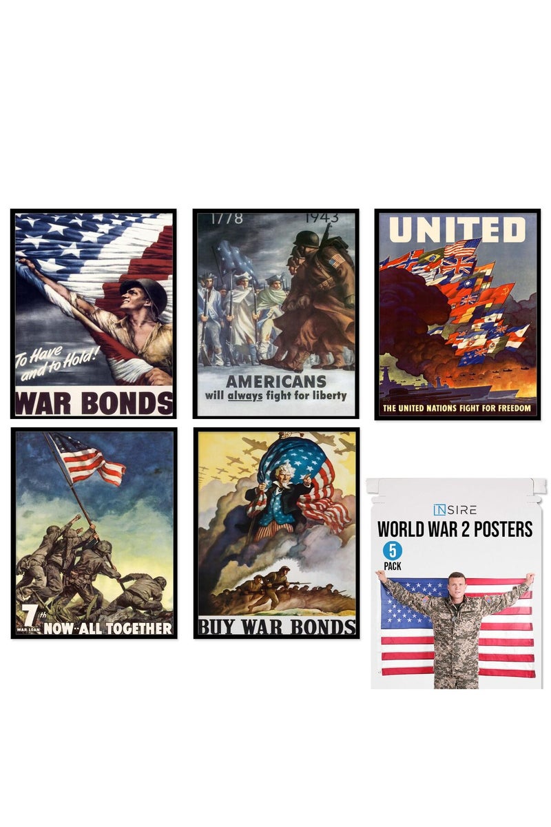 Insire WW2 Poster, WW2 Propaganda Poster | WWII Poster, Vintage Propaganda Poster | Poster WW2 Set | WW2 Propaganda Posters , Set of 5 WW2 Decor UNFRAMED, (8x10") Set 4 - Image 1