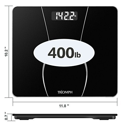 Triomph Smart Digital Body Weight Bathroom Scale with Backlit Shine Through Display, 400 lbs Capacity and Accurate Weight Measurements (Black) - Image 3