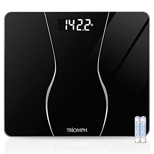 Triomph Smart Digital Body Weight Bathroom Scale with Backlit Shine Through Display, 400 lbs Capacity and Accurate Weight Measurements (Black) - Image 1
