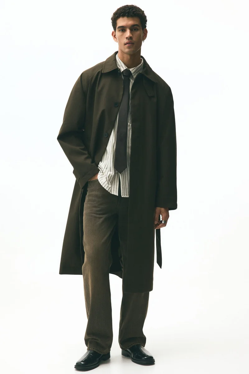 اتش اند ام معطف ماك بحزام بتصميم فضفاض