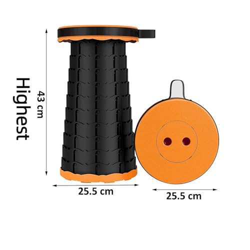 GTC® Retractable Folding Stools Portable Lightweight for Indoor and Outdoor Traval, Fishing, Camping, Garden Use (36283-3) (Orange) - Image 5