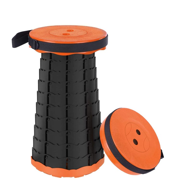 GTC® Retractable Folding Stools Portable Lightweight for Indoor and Outdoor Traval, Fishing, Camping, Garden Use (36283-3) (Orange) - Image 1