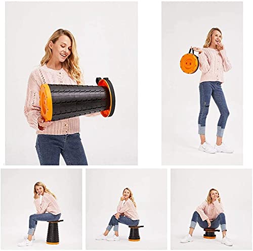 GTC® Retractable Folding Stools Portable Lightweight for Indoor and Outdoor Traval, Fishing, Camping, Garden Use (36283-3) (Orange) - Image 2