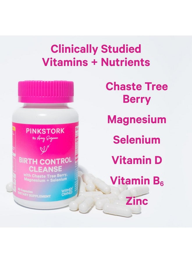 بينك ستروك منظف منع الحمل من Pink Stork لدعم التوازن الهرموني، مع توت شجرة العفة (Vitex)، والمغنيسيوم، والسيلينيوم، ودعم الدورة الشهرية للحمل، ومكملات الخصوبة للنساء - 60 كبسولة  - Image 2