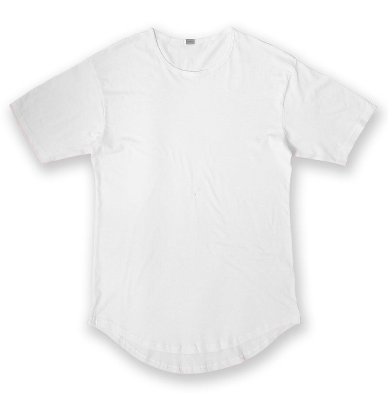 JD Apparel Men’s Hip Hop Longline Tee – Curved Hem Cotton T-Shirt, White, X-Large - Image 3