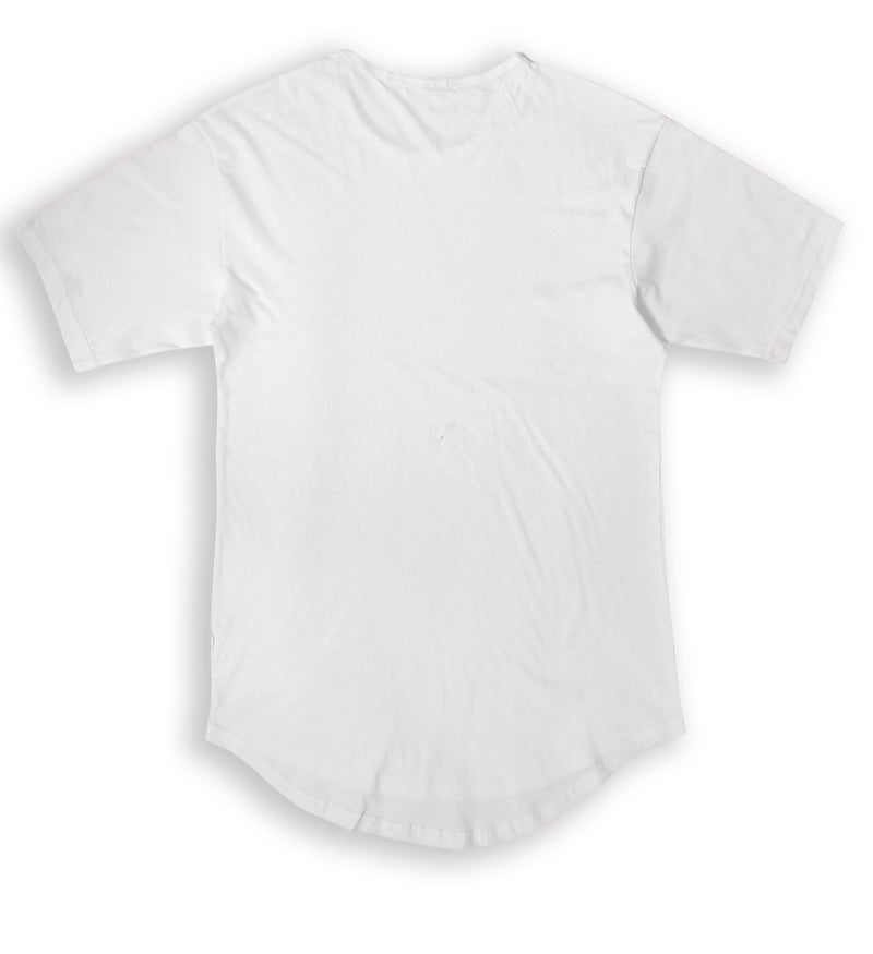 JD Apparel Men’s Hip Hop Longline Tee – Curved Hem Cotton T-Shirt, White, X-Large - Image 2