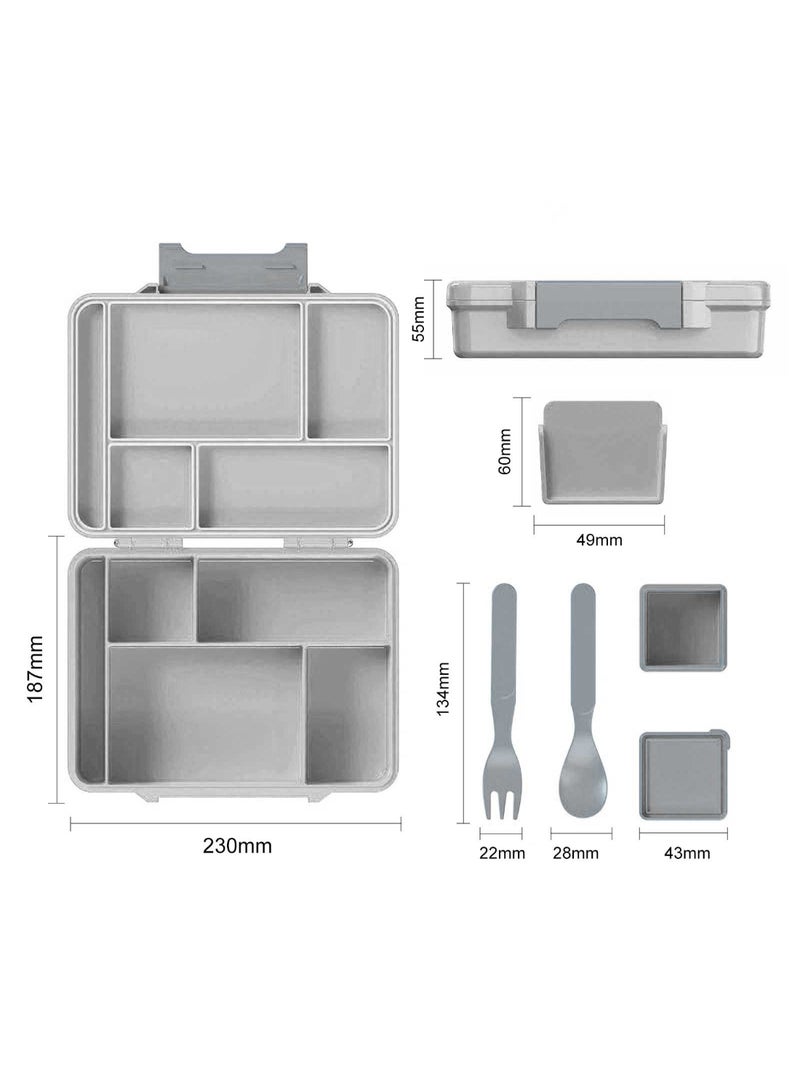 Snack attack صندوق غداء بنيوتا للاعبين للأطفال - صندوق غداء قابل للتحويل بـ 5 أقسام مع ختم سيليكون مضاد للتسرب - مادة غذائية خالية من BPA - يتضمن حاوية صلصة غمس، ملعقة وشوكة - تصميم فني ممتع للألعاب - Image 5