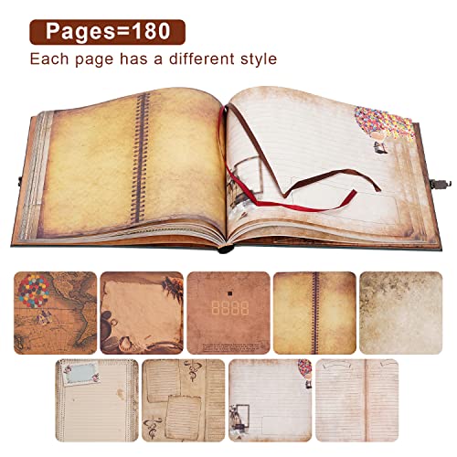 JIMBON Our Adventure Book 180 Pages Scrapbook Photo Album,Retro Style Embossed Letter Leather Cover Travel Diary Journal Scrap Book For Couples,Memory Book For Anniversary Wedding - Image 3