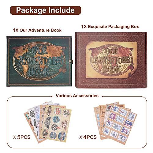 JIMBON Our Adventure Book 180 Pages Scrapbook Photo Album,Retro Style Embossed Letter Leather Cover Travel Diary Journal Scrap Book For Couples,Memory Book For Anniversary Wedding - Image 2