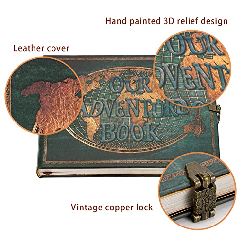 JIMBON Our Adventure Book 180 Pages Scrapbook Photo Album,Retro Style Embossed Letter Leather Cover Travel Diary Journal Scrap Book For Couples,Memory Book For Anniversary Wedding - Image 4