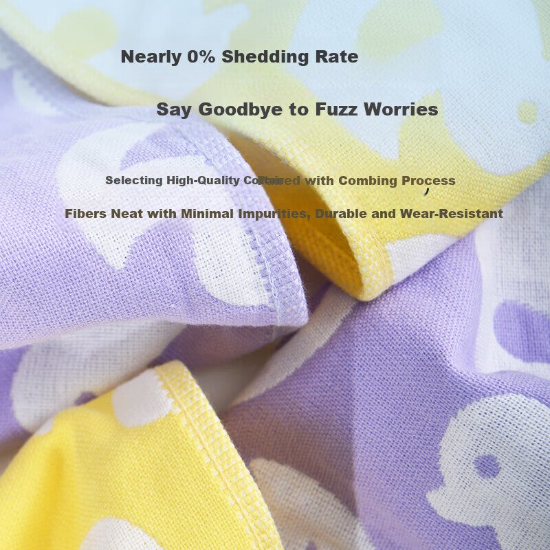 JD Jing Zao Yaguang Pure Cotton Towels, Class A Baby-Grade Gauze, Children's Face Towels, Drool Towels, "Good Little Duck" Series, 4-Pack, 2548cm/40g/towel - Image 3
