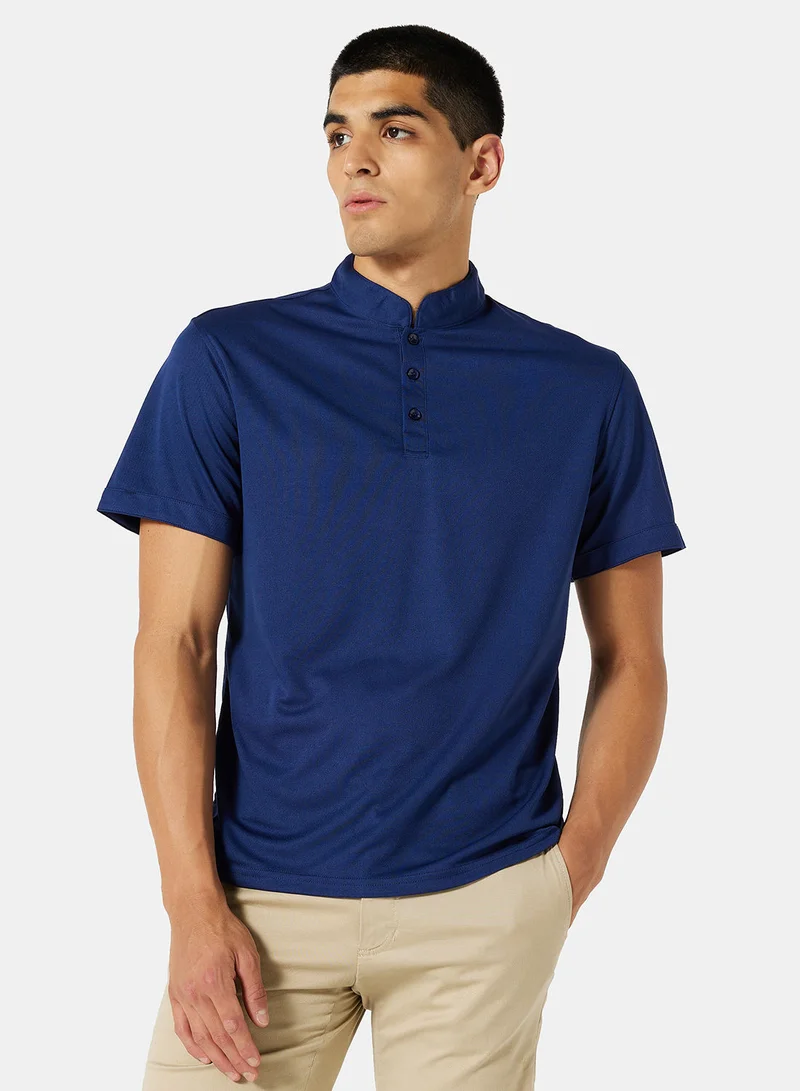 STYLISTPARK Grandad Collared Pique Polo