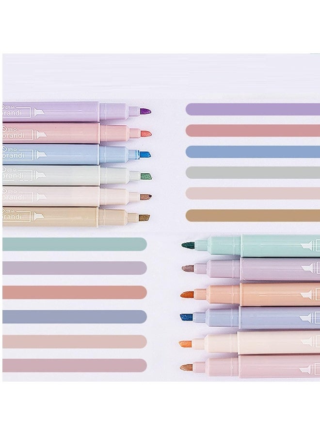 Generic Aesthetic Highlighters, 12 Pcs Dual Tip, Assorted Colors, No Bleed, Fast Drying, Easy to Hold, Pastel Marker Pens for Journal, Planner, Notes, School, and Office Supplies  - Image 4