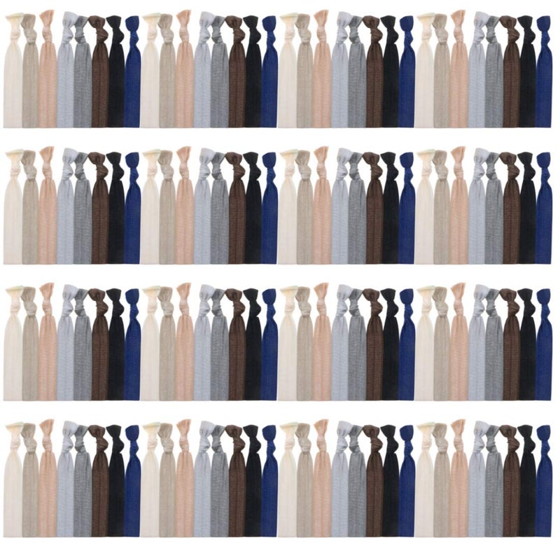 120 Pack Neutral Color No Crease Ribbon Elastics Hair Ties Women Yoga Knotted Ponytail Holder