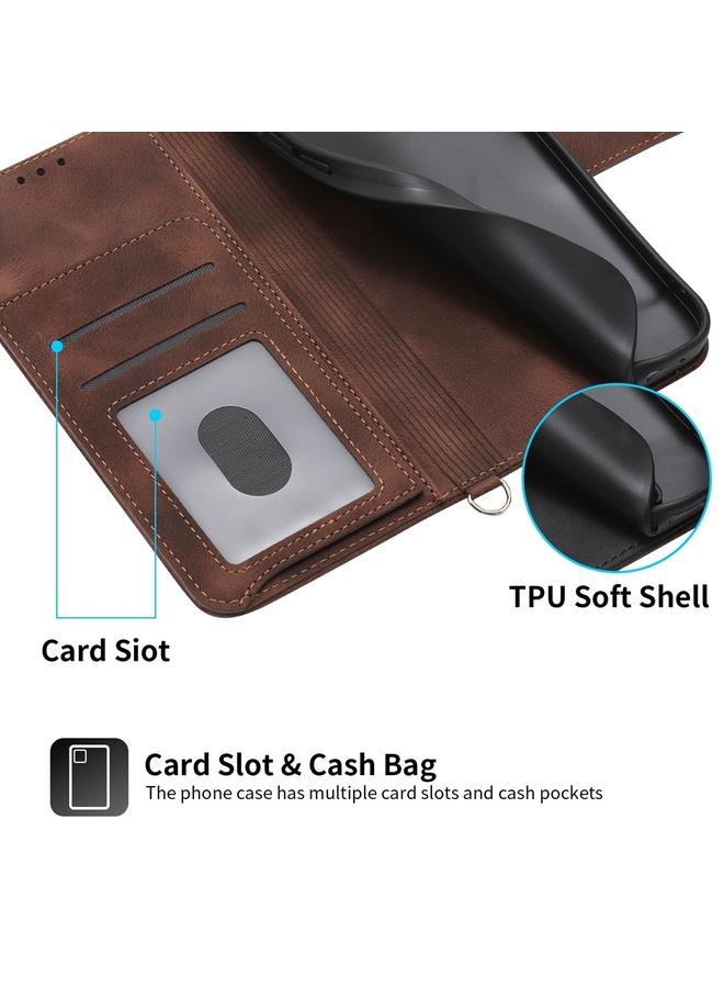 S-TOP Case For Samsung Galaxy S24+ 5G Skin-feel Flowers Embossed Wallet Leather Phone Case - Image 5