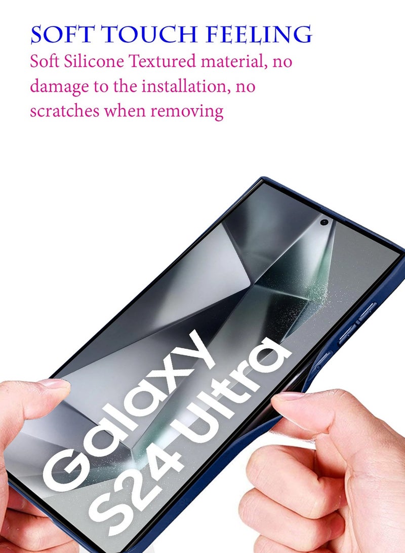 Wtech Lens Series TPU Silicone Leather Texture Case Cover For Samsung Galaxy S24 Ultra 5G 2024 Navy Blue - Image 2