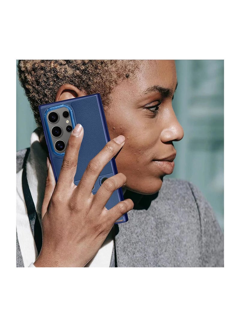 Wtech Lens Series TPU Silicone Leather Texture Case Cover For Samsung Galaxy S24 Ultra 5G 2024 Navy Blue - Image 3