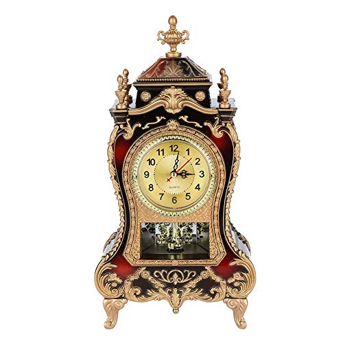 ZJchao Antique Clock,Vintage European- Table Desk Clock,Wall Clock with Pendulum and Chimes for Home Decoration(02) - Image 1