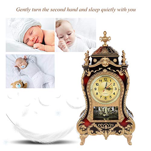 ZJchao Antique Clock,Vintage European- Table Desk Clock,Wall Clock with Pendulum and Chimes for Home Decoration(02) - Image 3