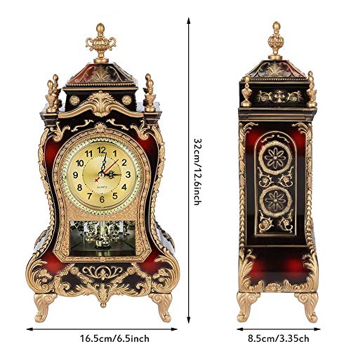 ZJchao Antique Clock,Vintage European- Table Desk Clock,Wall Clock with Pendulum and Chimes for Home Decoration(02) - Image 5
