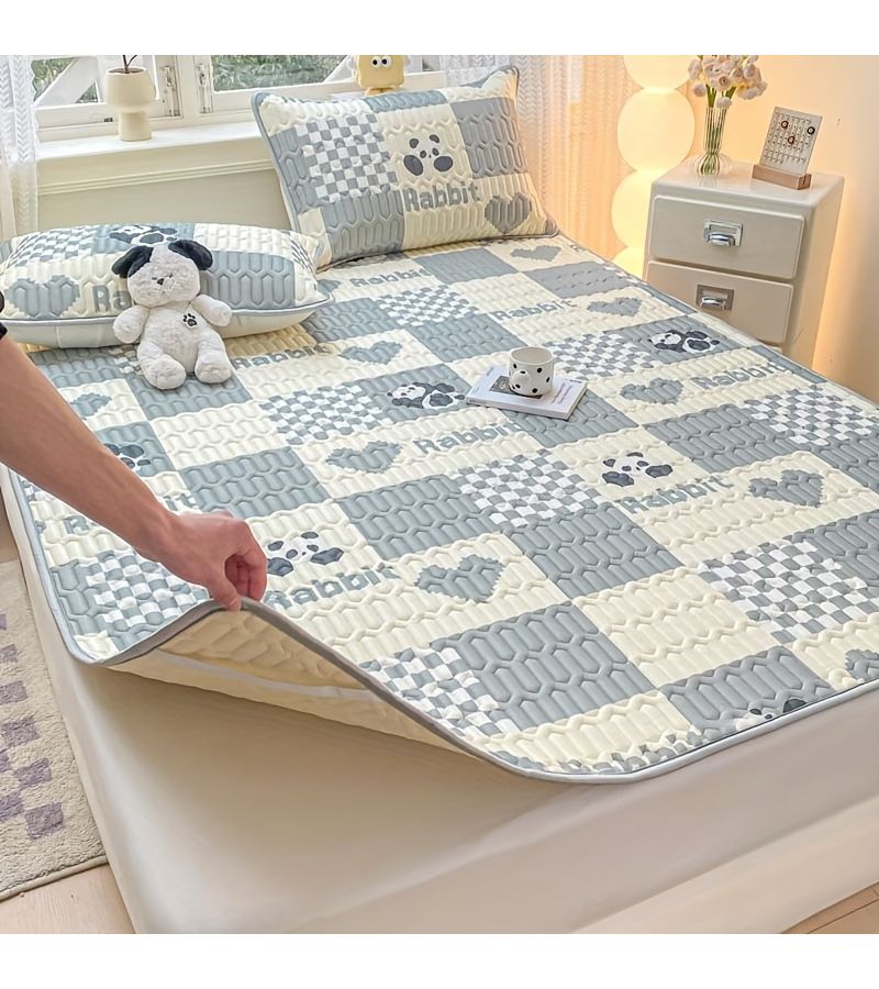 Printed Cooling Mat Checkered Panda Mat Comfortable Skin Friendly Washable Foldable Suitable For Bedrooms Dormitories Students 35 43 By 78 74 Inches - Image 5