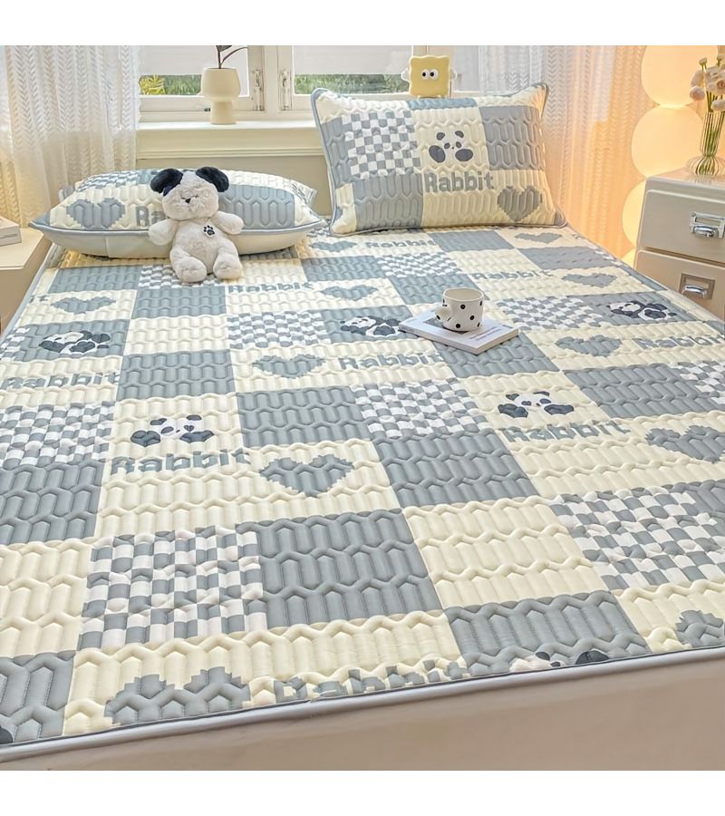 Printed Cooling Mat Checkered Panda Mat Comfortable Skin Friendly Washable Foldable Suitable For Bedrooms Dormitories Students 35 43 By 78 74 Inches - Image 2
