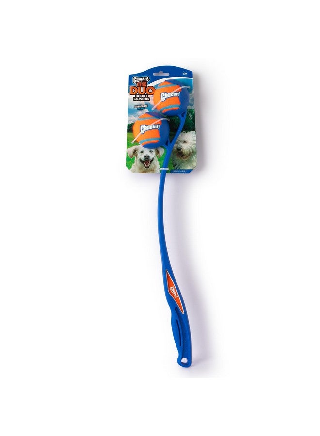 Chuckit! The Duo 22M Double Launcher Dog Toy, 22" Length, Includes 2 Medium Tennis Balls (2.5") Size Medium for Breeds 20-60lbs, Multi-Dog and Pack Play - Image 1
