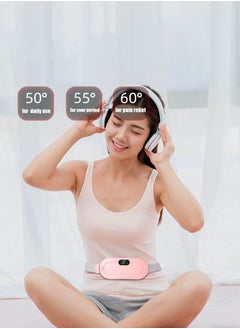 NIBEMINENT Portable Cordless Heating Pad Electric Waist Belt Device Fast Heating 3 Temperature Modes 4 Vibration Massage Speeds for Back Pain Relief USB Charging Belly Heating Pad White  - Image 2