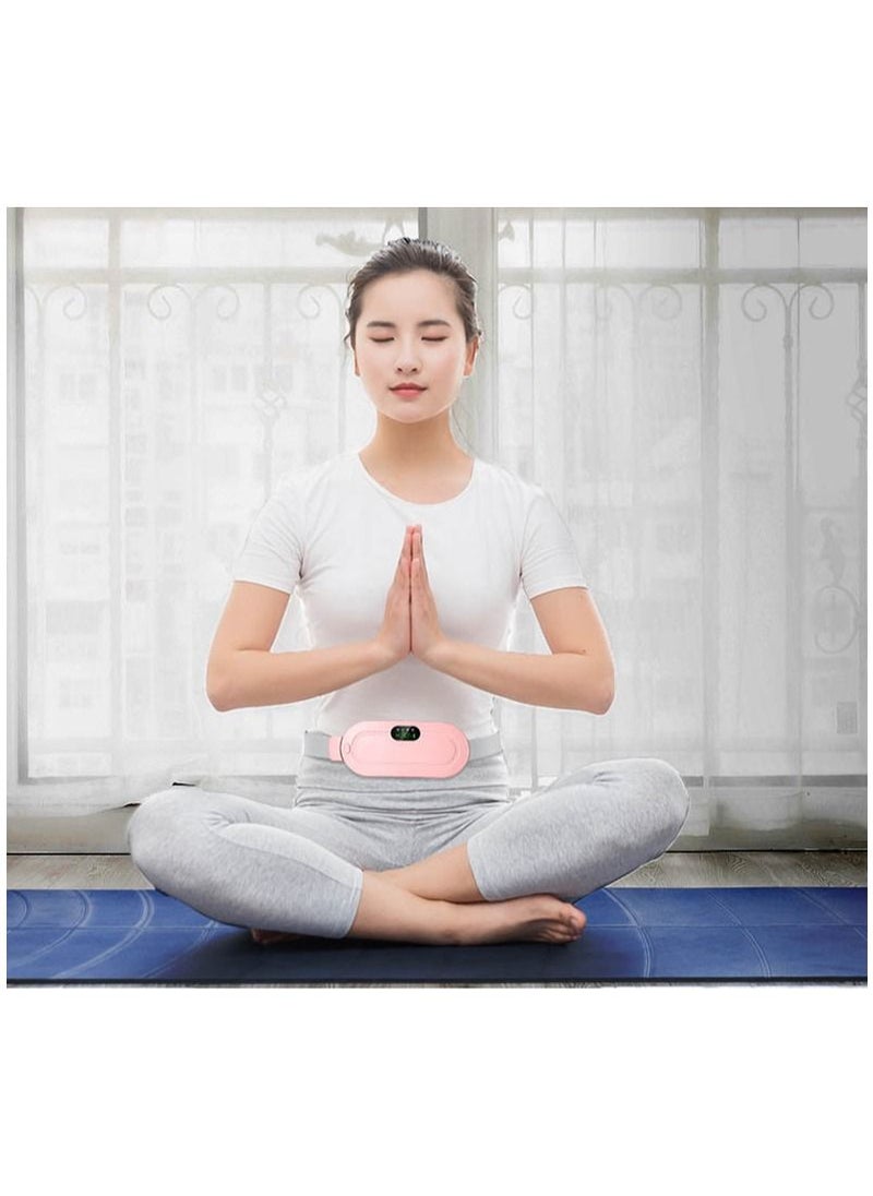NIBEMINENT - Portable Cordless Heating Pad Electric Waist Belt Device Fast Heating 3 Temperature Modes 4 Vibration Massage Speeds for Back Pain Relief USB Charging Belly Heating Pad White - Image 1