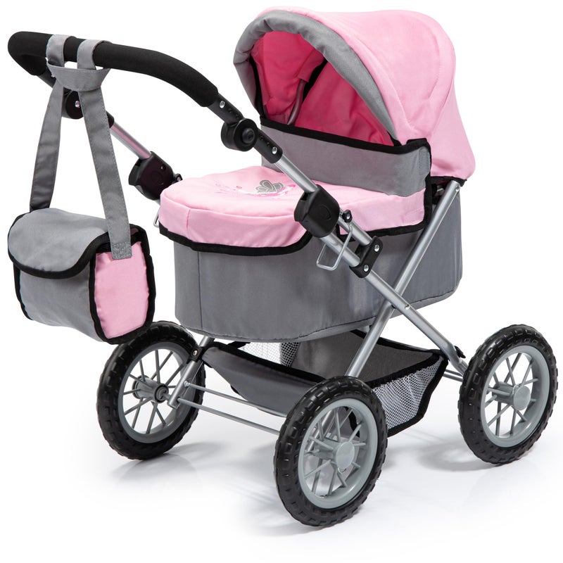 Bayer Design Baby Doll Trendy Pram in Grey/Pink, 67 x 41 x 68 centimeters, 1300800 - Image 1