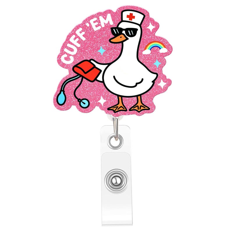 Mahrokh بكرة شارة ممرضة مرحة، حامل شارة على شكل أوزة مع مشبك قابل للسحب، هدايا لطيفة لطلاب التمريض والممرضين المسجلين والممرضين العمليين المساعدين ومساعدي التمريض والأطباء والعاملين في المجال الطبي والمعلمين - Image 1
