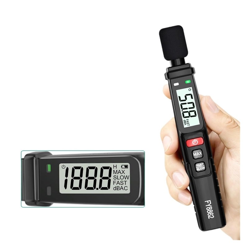 FY8862 كاشف الضوضاء الرقمي مقياس مستوى الصوت المحمول 30-130 ديسيبل موزون A احترافي - Image 3