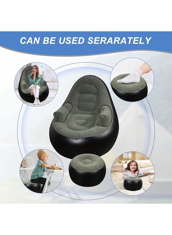 balabulala Thickened Inflatable Couch with Armrest＆Ottoman, Blow Up Lounger Chair,Folding Air Chair for Adults,Inflatable Lazy Sofa Perfect for Rooms, Camping or Home(Without Pump,Black) - Image 5