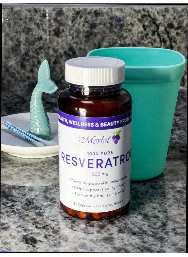 Merlot Resveratrol 500mg Capsules - 60 Count - Beauty Within AntiAging Supplement Non GMO Gluten Free- Made in USA - Image 4