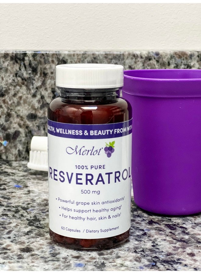 Merlot Resveratrol 500mg Capsules - 60 Count - Beauty Within AntiAging Supplement Non GMO Gluten Free- Made in USA - Image 5